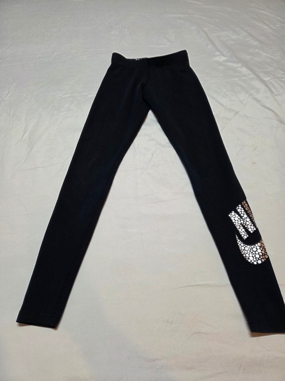 Nike Black Kids Leggings with Rhinestone Swoosh